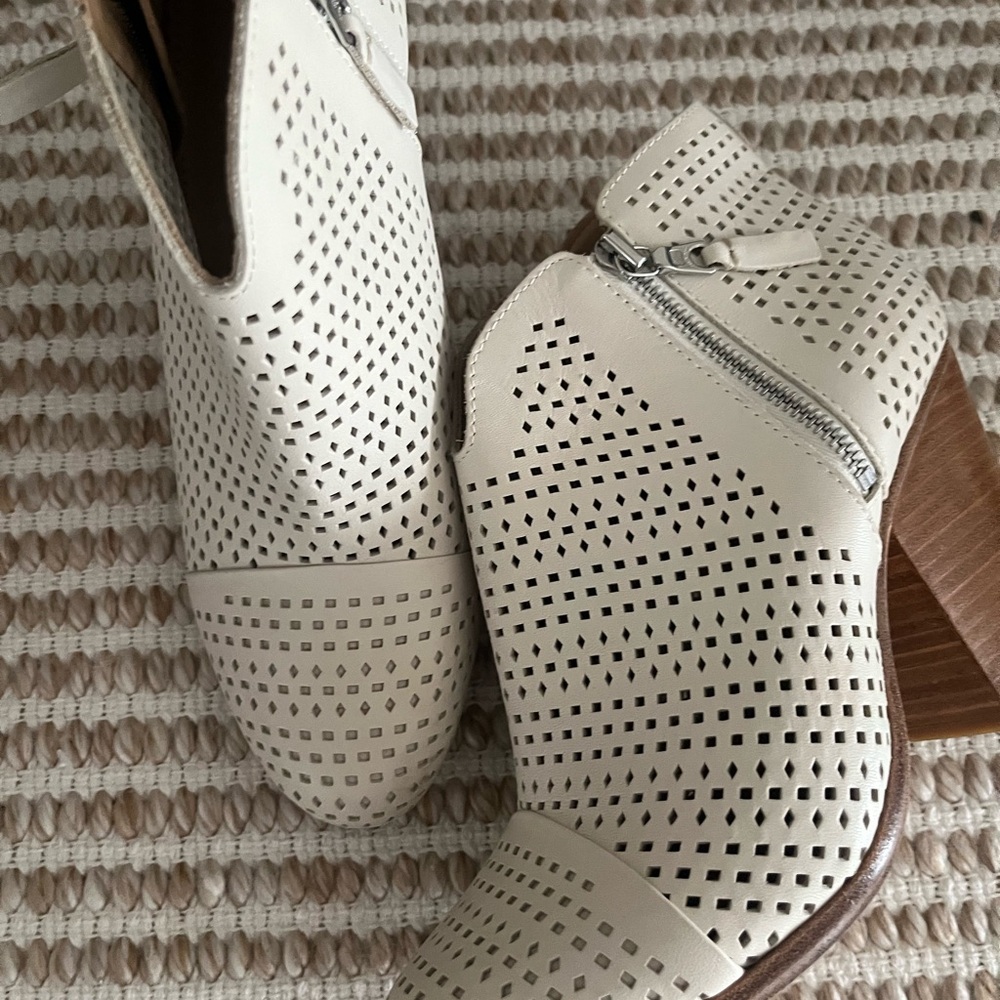 Rag & Bone Perforated Cream Ankle Booties